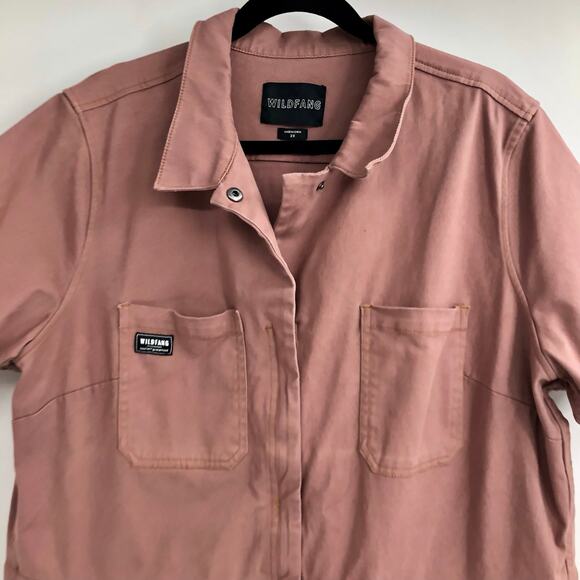 Wildfang The Essential Short Sleeve Coveralls Full Zip Unisex Mauve Coverall 2XL - Picture 7 of 12